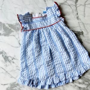Blue, White and Red Striped Dress 3T